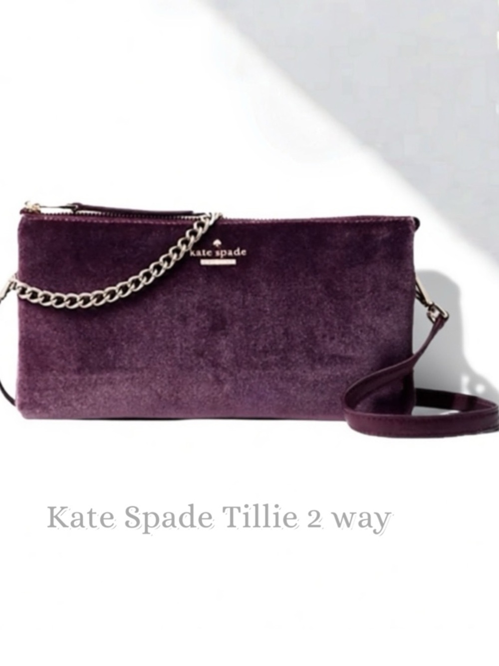 Kate Spade Tillie Velvet Plum Chain Crossbody
Shoulder Bag Two way